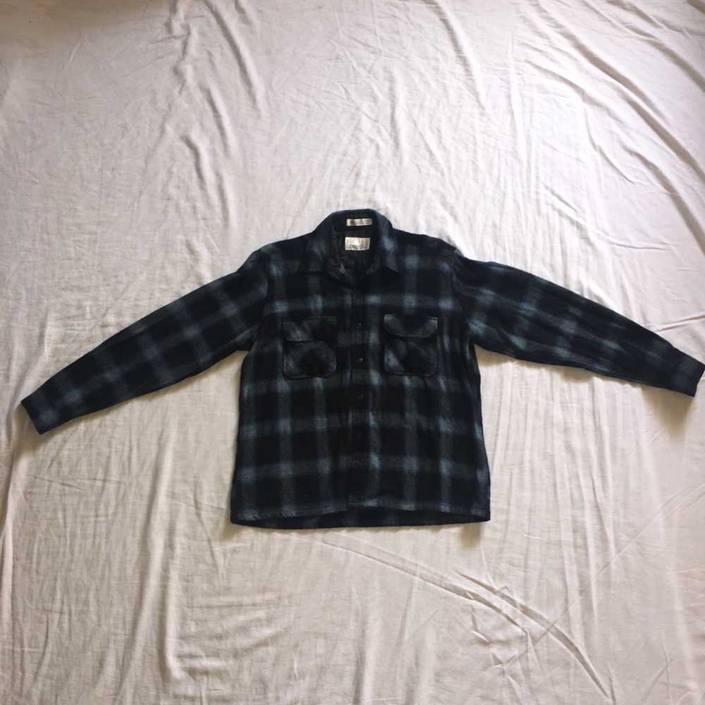 Blue, black, and white flannel